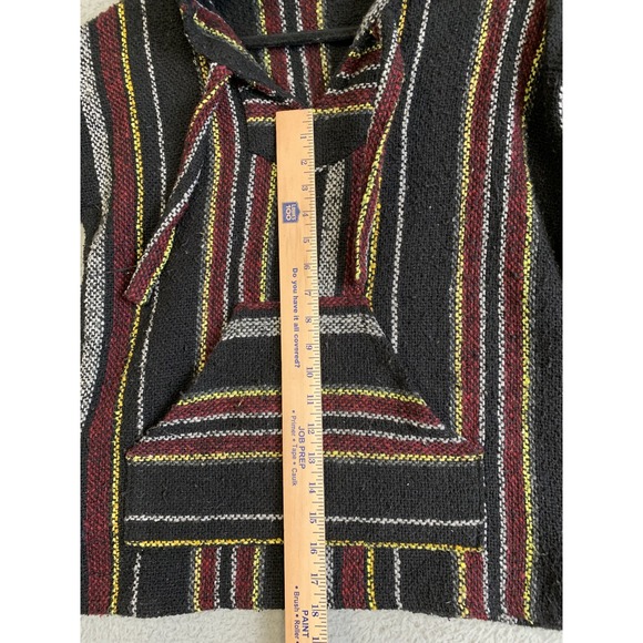 Baja Hoodie Pullover Mens Large Striped Mexican Drug Rug Sweater Hippie Festival - Picture 12 of 13